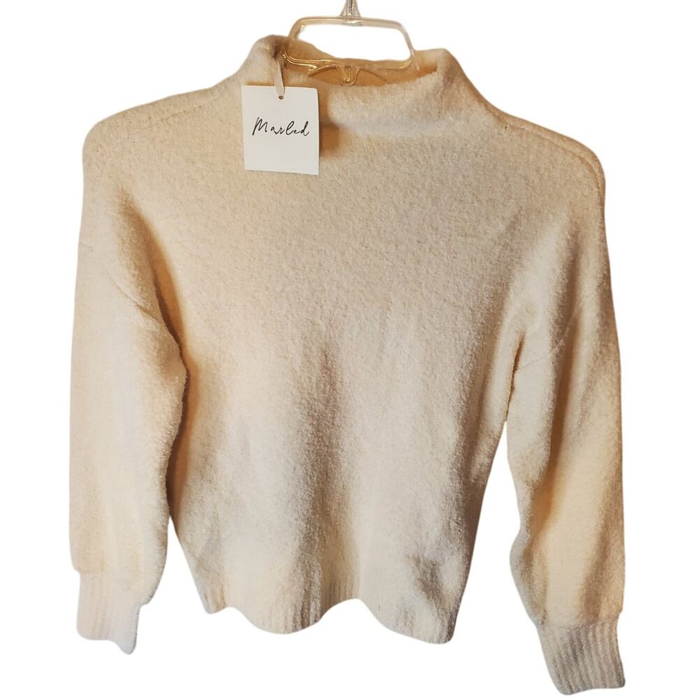 Marled Cream Mock Neck Sweater, NWT, Small